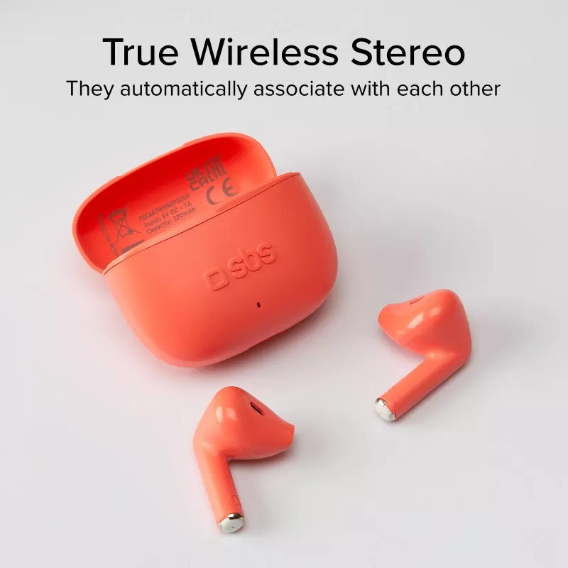 SBS TEEARTWSGOPODSR True Wireless Stereo slúchadlá s nabíjacím puzdrom, Bluetooth 5.0, Touch Control, červené