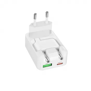 SBS TETRGANUSBTCFOLD20W 20 W GaN USB-C skladacia nástenná nabíjačka biela