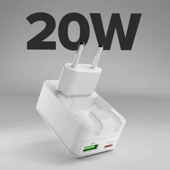 SBS TETRGANUSBTCFOLD20W 20 W GaN USB-C skladacia nástenná nabíjačka biela