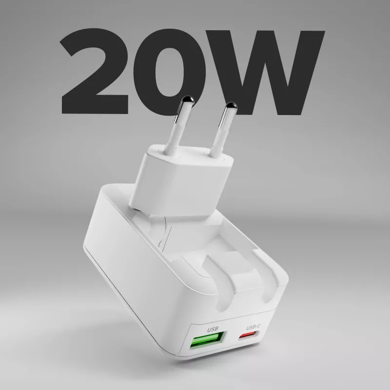 SBS TETRGANUSBTCFOLD20W 20 W GaN USB-C skladacia nástenná nabíjačka biela