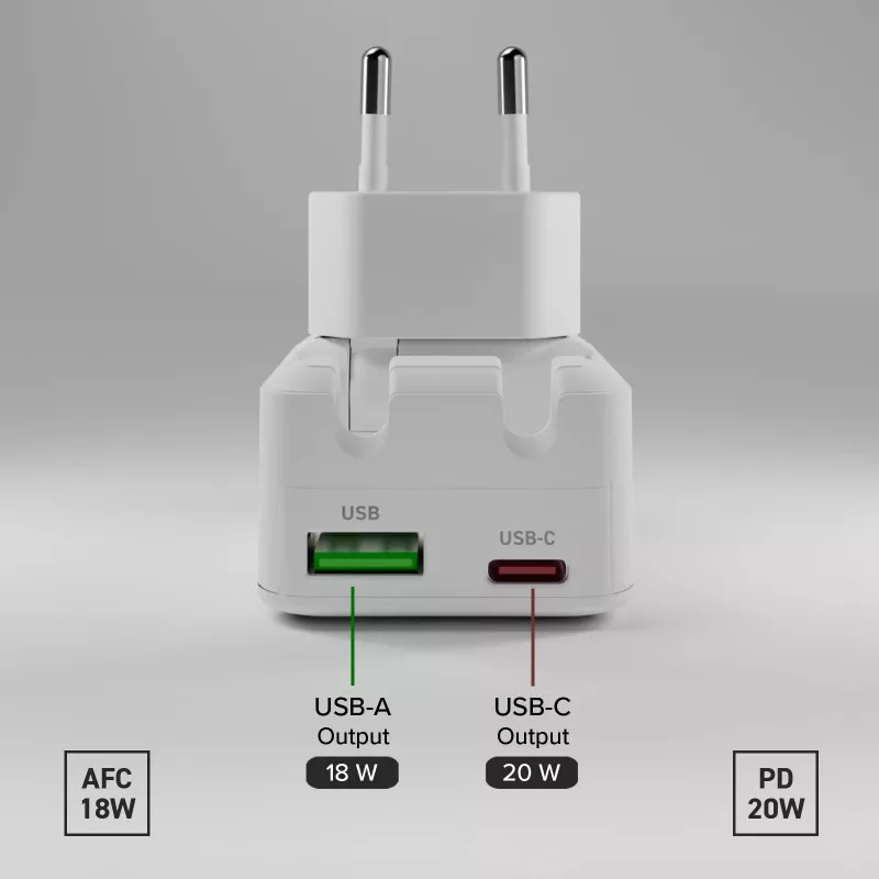 SBS TETRGANUSBTCFOLD20W 20 W GaN USB-C skladacia nástenná nabíjačka biela