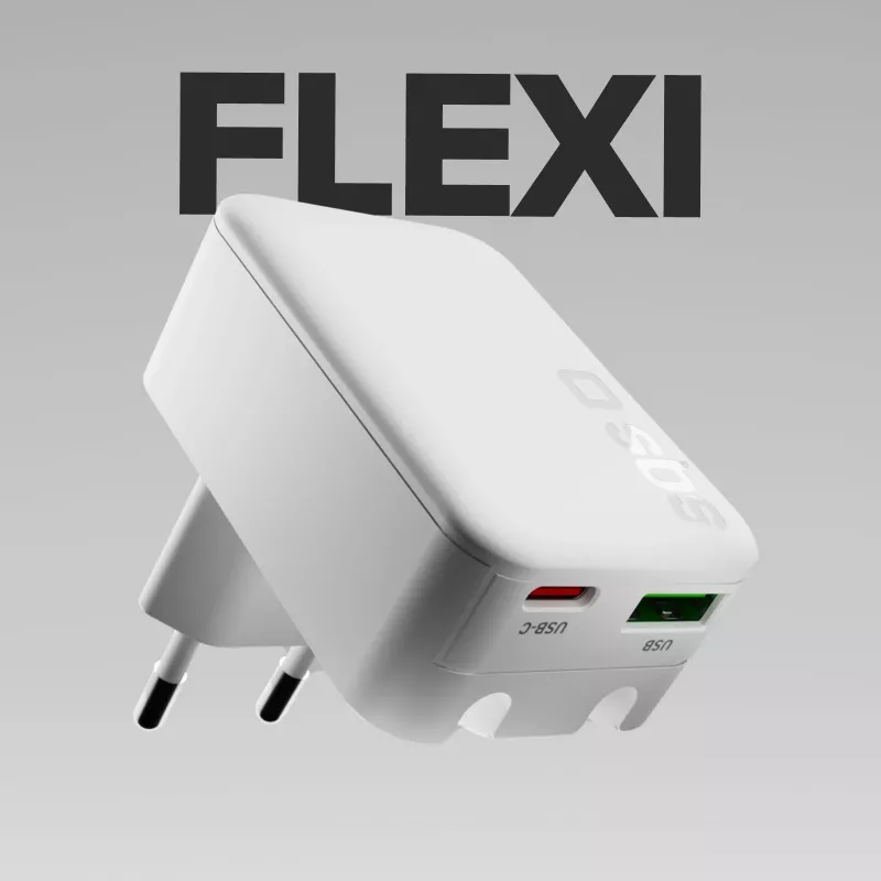 SBS TETRGANUSBTCFOLD20W 20 W GaN USB-C skladacia nástenná nabíjačka biela