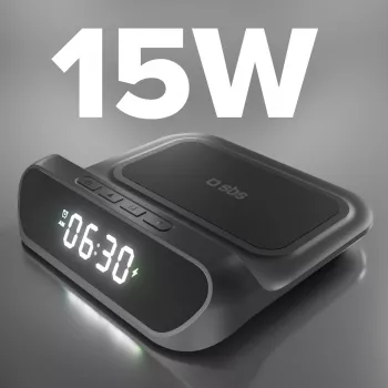 SBS budík s 15 W bezdrôtovou nabíjačkou (TEWIRCLOCK)