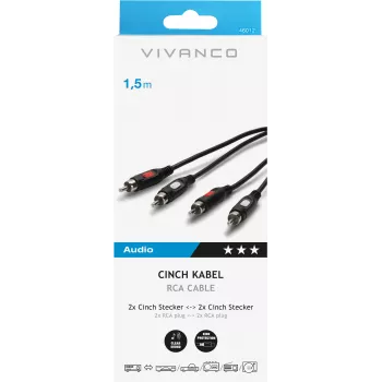 Audio kábel Vivanco 2xRCA – 2xRCA 1.5 m (VVA2RCA15MMK)