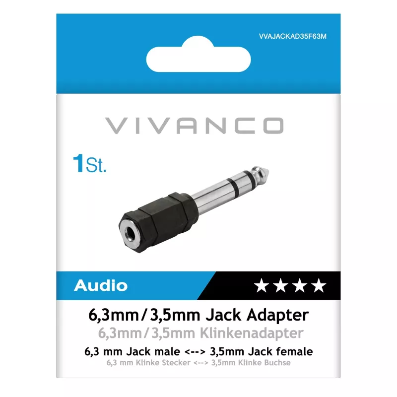 Vivanco VVAJACKAD35F63M 3,5 mm jack adaptér (konektor samica na konektor samec) stereo