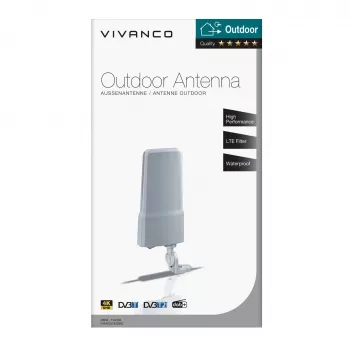Vivanco VVANOUT42DBG aktívna vonkajšia anténa pre DAB/DAB+ a DVB-T/DVB-T2, zosilnenie 42 dB, F konektor, čierna/sivá