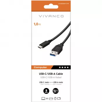 Vivanco VVITCABUSBATYC15W USB-A na USB-C nabíjací a dátový kábel 1,5 m čierny