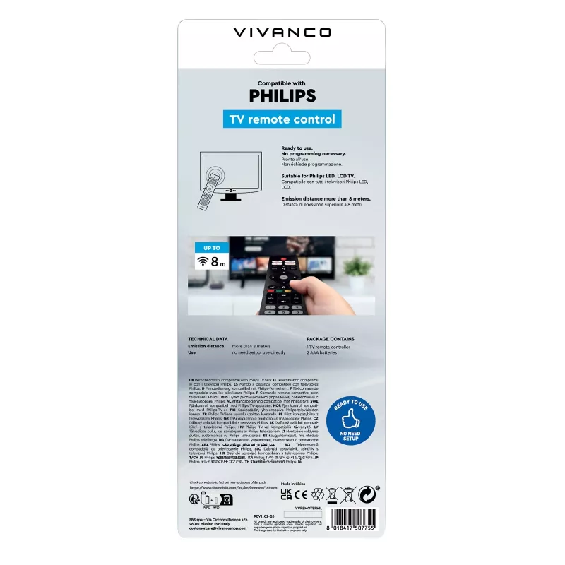 Vivanco VVREMOTEPHIL univerzálny diaľkový ovládač pre Philips TV