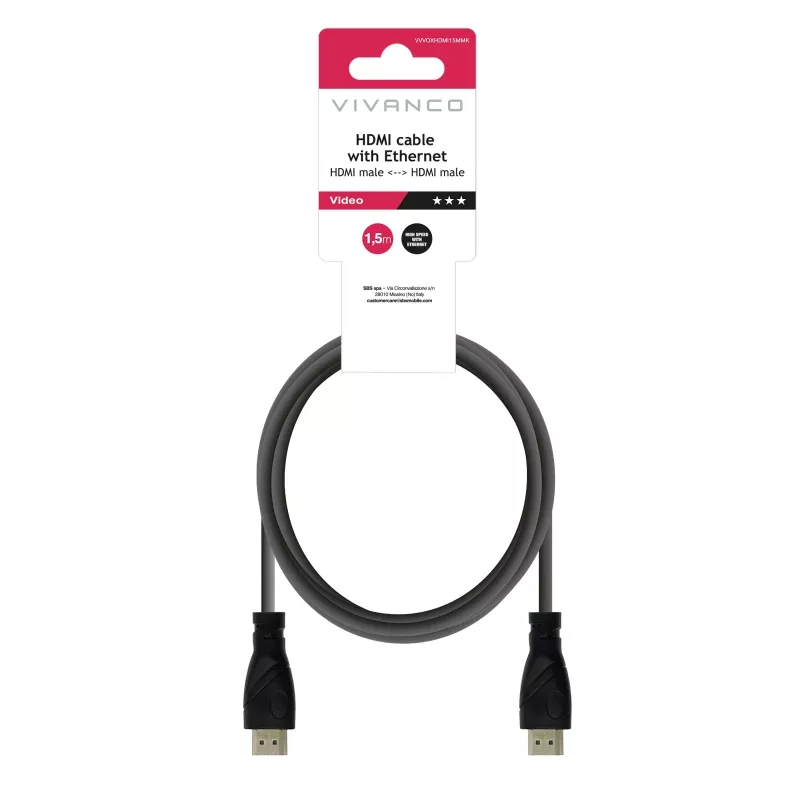 Vivanco VVVOXHDMI15MMK High Speed HDMI kábel s Ethernetom 1,5 m čierny