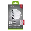 SBS univerzálny cestovný adaptér s 2x USB-C PD 20W a 1x USB-A QC 18W, 35W celkový výkon, biely