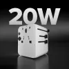 SBS univerzálny cestovný adaptér s 2x USB-C PD 20W a 1x USB-A QC 18W, 35W celkový výkon, biely