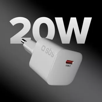 SBS 20W USB-C PD nástenná nabíjačka - biela