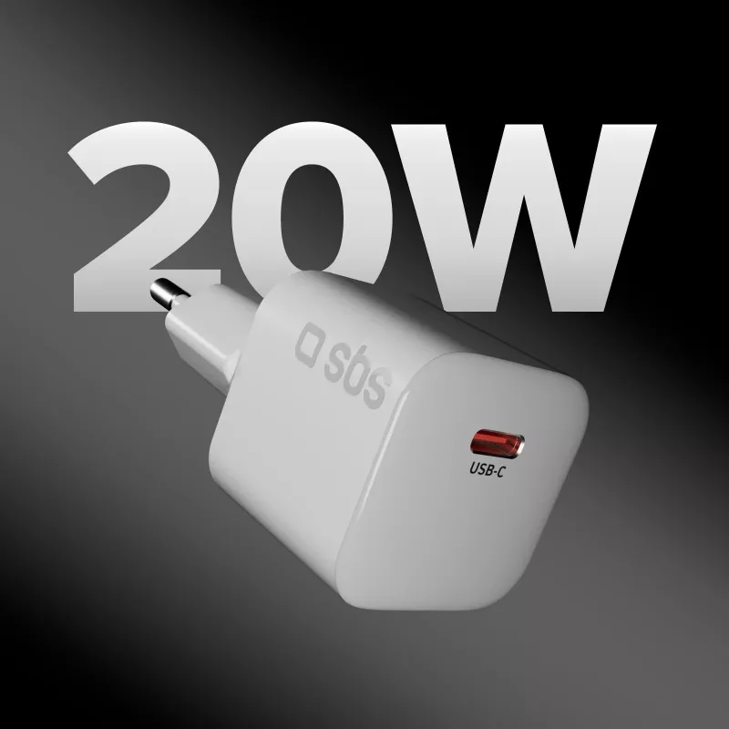 SBS 20W USB-C PD nástenná nabíjačka - biela