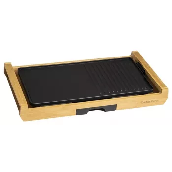 Melchioni Bamboo Grill elektrický stolný gril 1800 W hnedý 37x27 cm nepriľnavý odnímateľný plech