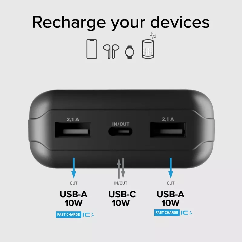 SBS solárna power banka 20000 mAh Fast Charge čierna