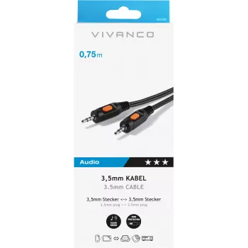 Audio kábel Vivanco 3.5 mm – 3.5 mm 0.75 m (VVAJACK07MMK)