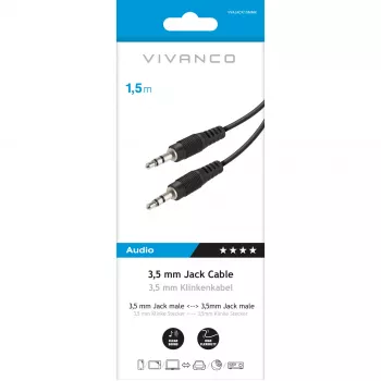 Audio kábel Vivanco 3.5 mm – 3.5 mm 1.5 m (VVAJACK15MMK)