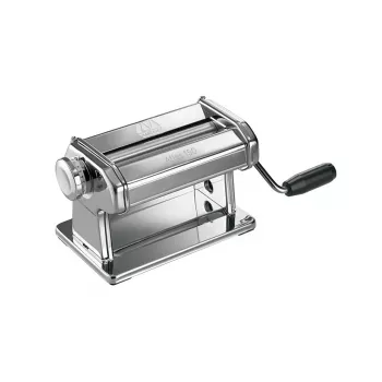Marcato Atlas 150 Roller Premium ručný stroj na cestoviny, chrómovaná oceľ, 150 mm valce, 10 stupňov hrúbky, strieborná