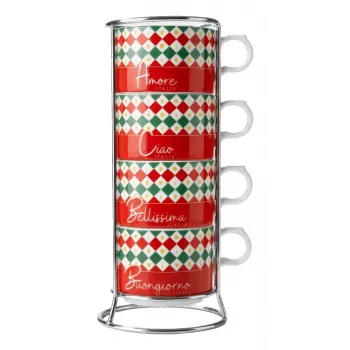 Bialetti 4 Cappuccio Tricolore mliečny šľahač na sporák, 160 ml, manuálny piest, talianska tricolore