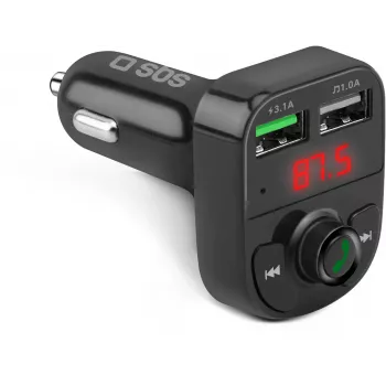 SBS TECARFM2USB Bluetooth FM vysielač s funkciou hands-free a duálnym USB nabíjaním