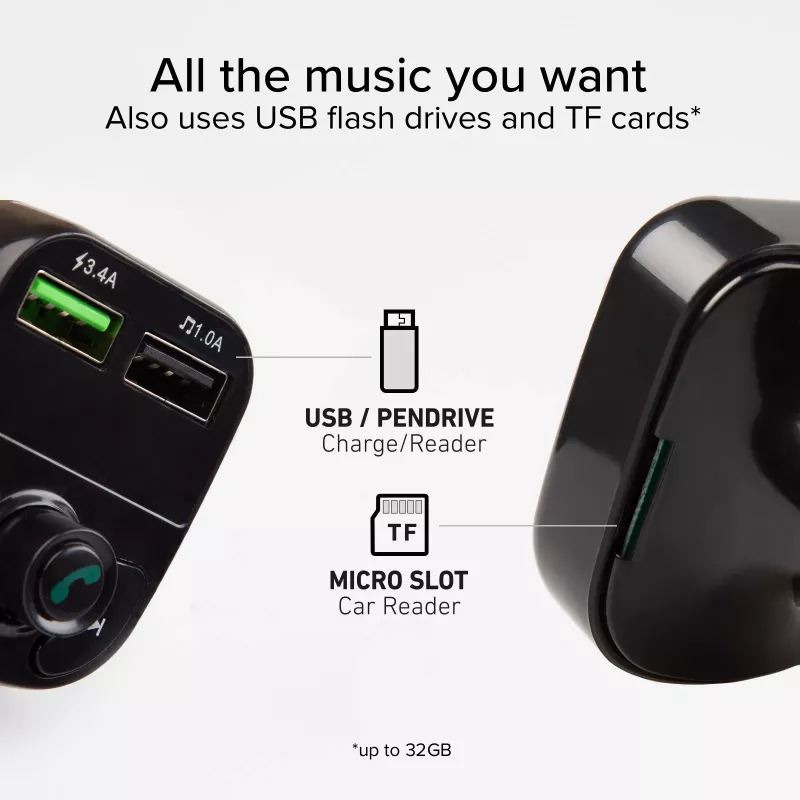 SBS TECARFM2USB Bluetooth FM vysielač s funkciou hands-free a duálnym USB nabíjaním