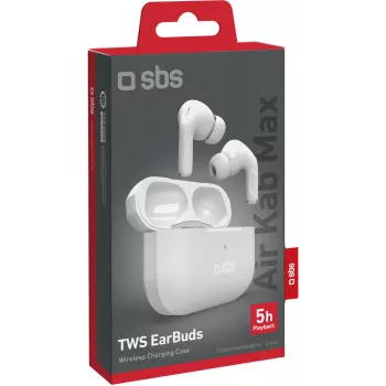 Slúchadlá TWS SBS Air Kab Max s puzdrom na bezdrôtové nabíjanie, biele (TEEARTWSPMAXBTW)