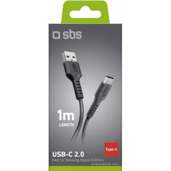 Kábel USB na USB-C SBS 1 m, čierny (TECABLEMICROC10K)