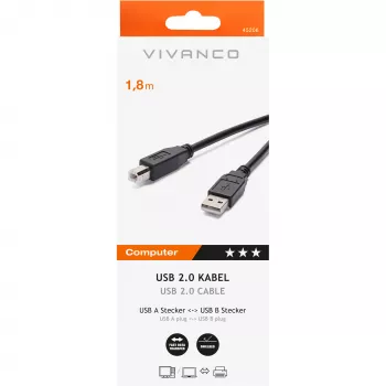 Kábel USB A-B Vivanco 1.8 m (VVIT31USBAB18MMK)
