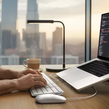 Satechi Slim LX3 káblová klávesnica s podsvietením a numerickým blokom, USB-C/USB-A, prepínač režimu Mac/Windows, strieborná