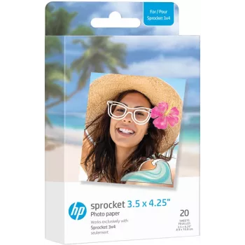HP ZINK fotografický papier 3,5 x 4,25 palca lesklý, samolepiaci, 20 listov pre HP Sprocket