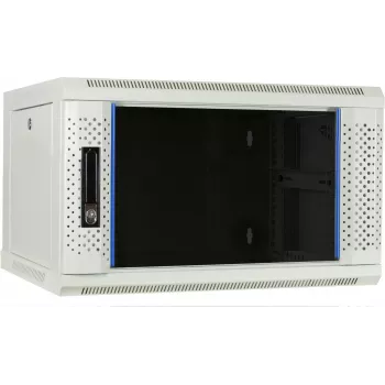 DSIT DS6406W 6U nástenný serverový rack so sklenenými dverami, biely, 600 x 450 x 367 mm