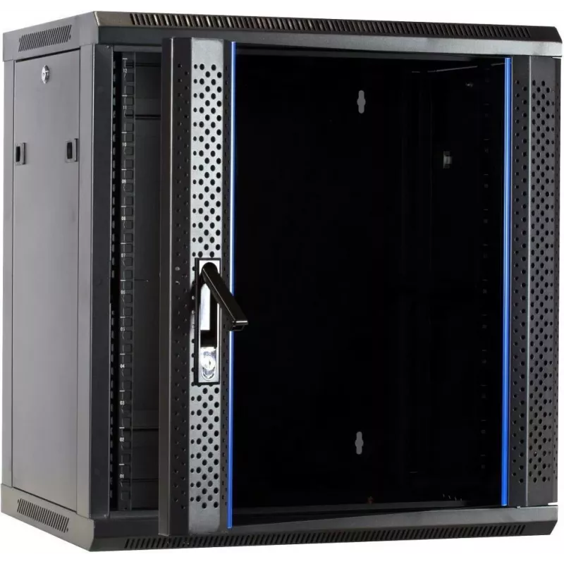 DSIT 12U nástenný serverový rack so sklenenými dverami 600x450x634 mm