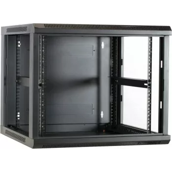 DSIT DS6609 9U nástenný serverový rack so sklenenými dverami, 600x600x501 mm, čierny