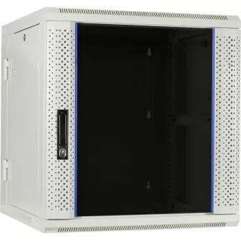 DSIT 12U reverzibilný nástenný serverový rack so sklenenými dverami, biely, 600x600x635 mm