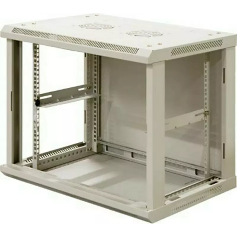 DSIT 12U reverzibilný nástenný serverový rack so sklenenými dverami, biely, 600x600x635 mm