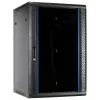 DSIT 18U nástenný serverový rack s tvrdenými sklenenými dverami, 600x600x900 mm, čierny