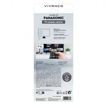 Vivanco VVREMOTEPANA univerzálny diaľkový ovládač pre Panasonic TV – predprogramovaný, IR, čierny