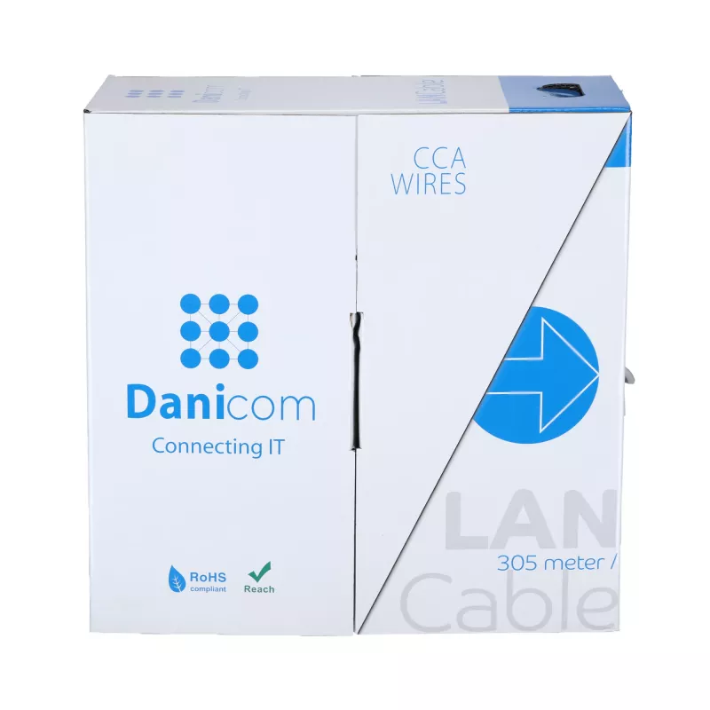 DSIT CAT6 U/UTP sieťový kábel 24/7 flexibilný 305m sivý CCA