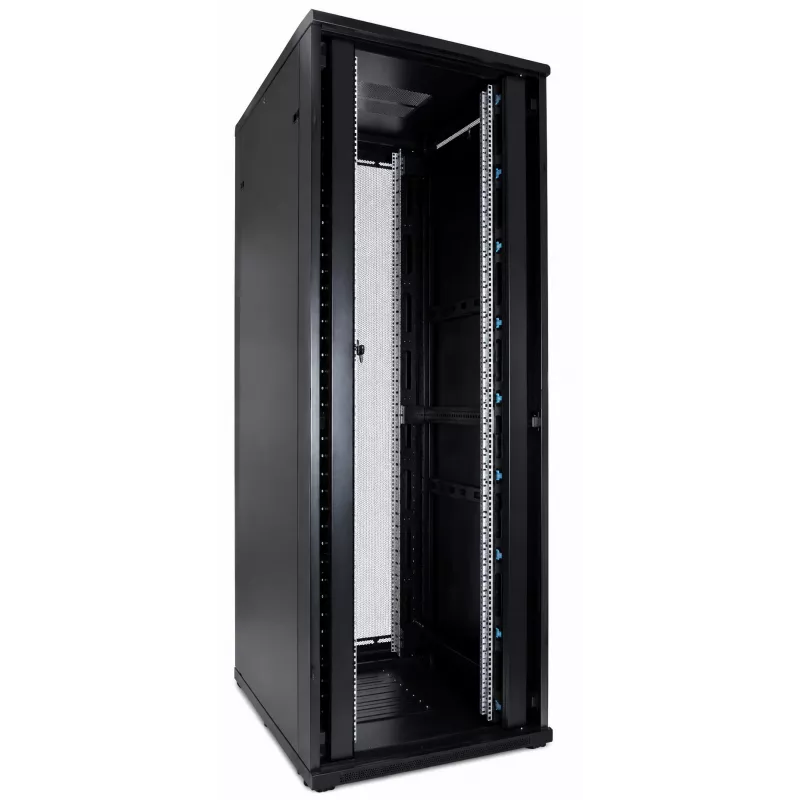 DSIT 47U 19 inch serverový rack skriňa s perforovanými dvojitými dverami vpredu a vzadu, 800x1000x2250 mm, čierna