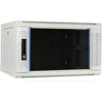 DSIT DS6404W 4U nástenný serverový rozvádzač so sklenenými dverami, 600 x 450 x 280 mm, biely