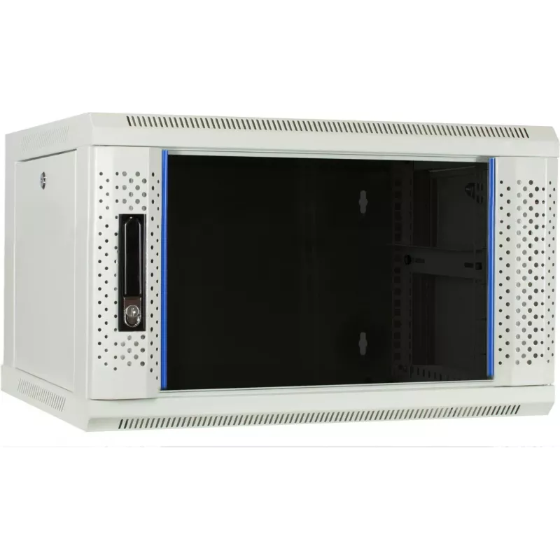 DSIT DS6404W 4U nástenná serverová skriňa so sklenenými dverami, 600 x 450 x 280 mm, biela