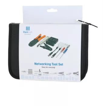 DSIT DC-TOOLSET-PRO Profesionálna sieťová súprava náradia s krimpovacími kliešťami, testerom, LSA nástrojom, kliešťami, skrutkovačmi, konektormi a puzdrom na zips