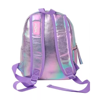 Holo Wow holografický školský batoh pre dievčatá s pomponom a nastaviteľnými popruhmi WOW00048
