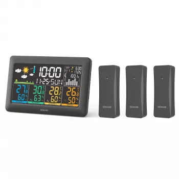 Sencor SWS 6300 meteostanica s farebným LCD a 3 bezdrôtovými senzormi, čierna