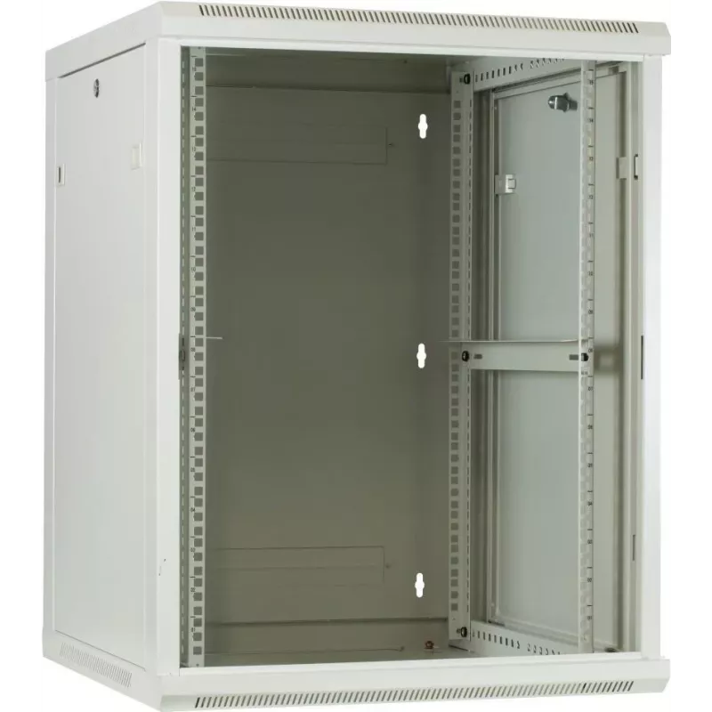 DSIT 15U nástenná serverová skriňa so sklenenými dverami, biela, 600x600x770 mm