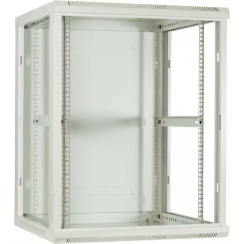 DSIT 18U nástenná serverová skriňa so sklenenými dverami, 600x600x900 mm, biela