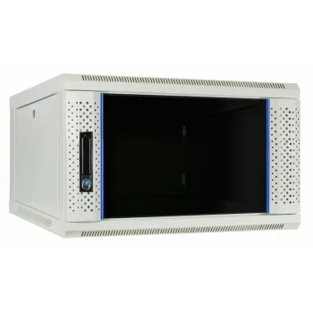 DSIT DS6604W 4U nástenný serverový rozvádzač so sklenenými dverami, 600 x 600 x 280 mm, biely