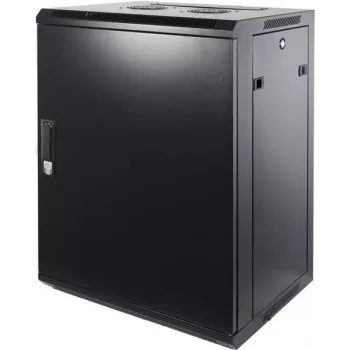 DSIT DS6415M 15U nástenný serverový rack rozvádzač s kovovými dverami, 600x450x770 mm, čierna