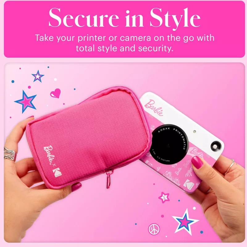 Kodak x Barbie softcase so zipsom a popruhom na rameno pre Printomatic a Step Slim, ružová (RODBCMPK)