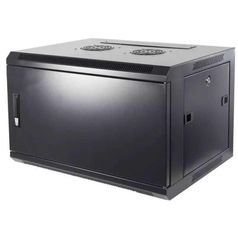 DSIT DS6604M 4U nástenný serverový rozvádzač s kovovými dverami, 600 x 600 x 280 mm, čierny